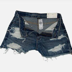 American Eagle Mom Short Strigid Super High Rise Distressed 25W Sz0 Festival